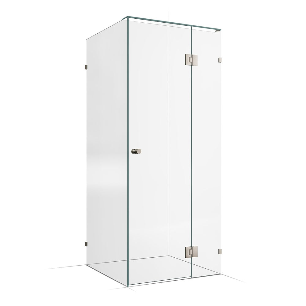 Frameless Shower Screen 900x900mm - 300mm Hinge Panel Brushed Nickel