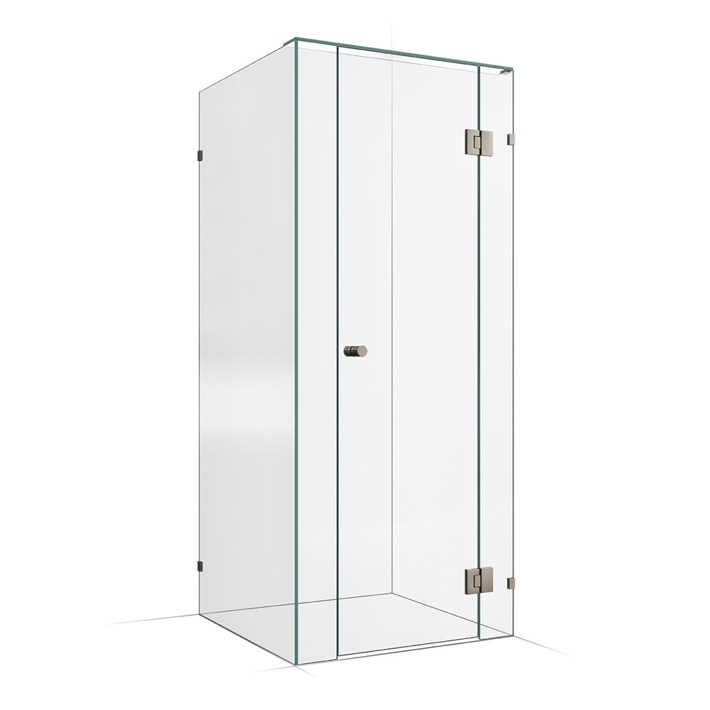 Frameless Shower Screen 900x900mm - 150mm Hinge Panel Brushed Nickel