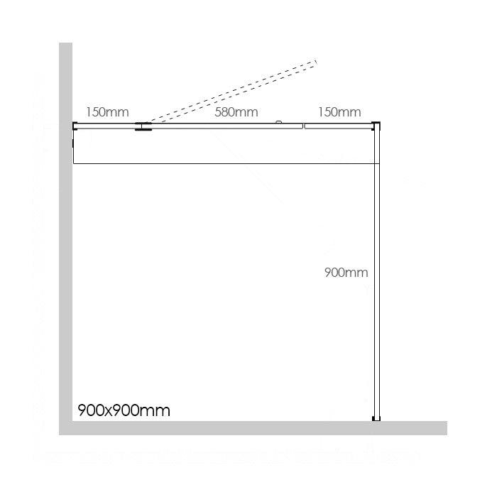 Frameless Shower Screen 900x900mm - 150mm Hinge Panel Chrome