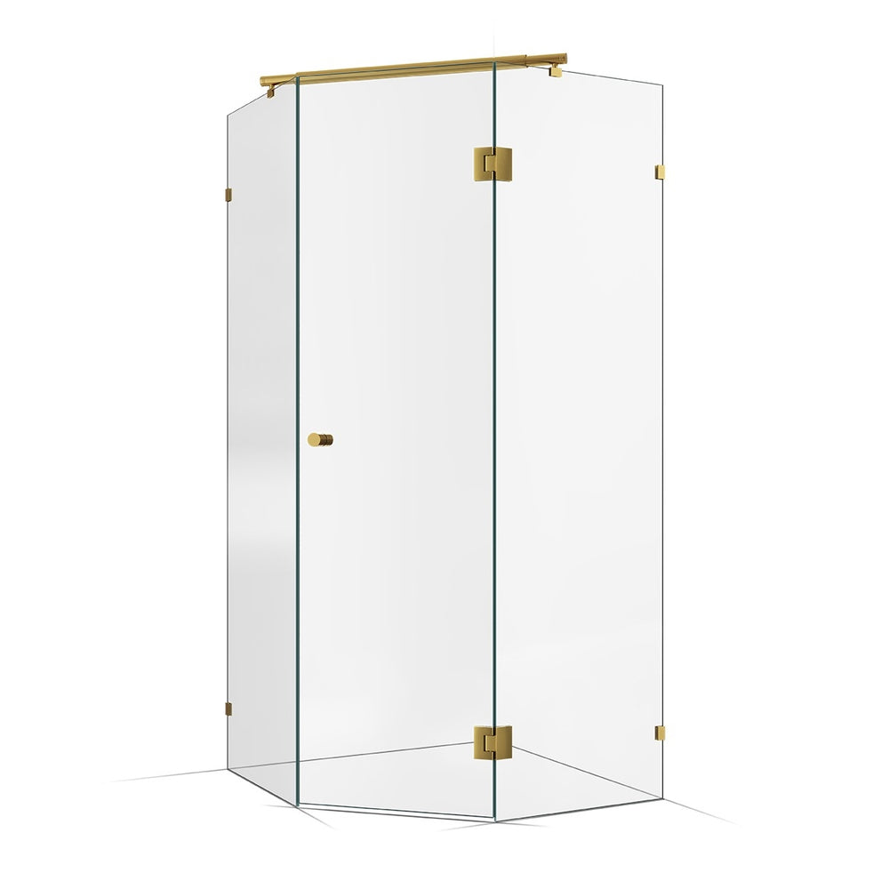 Frameless Shower Screen 1000X1000mm Brushed Brass