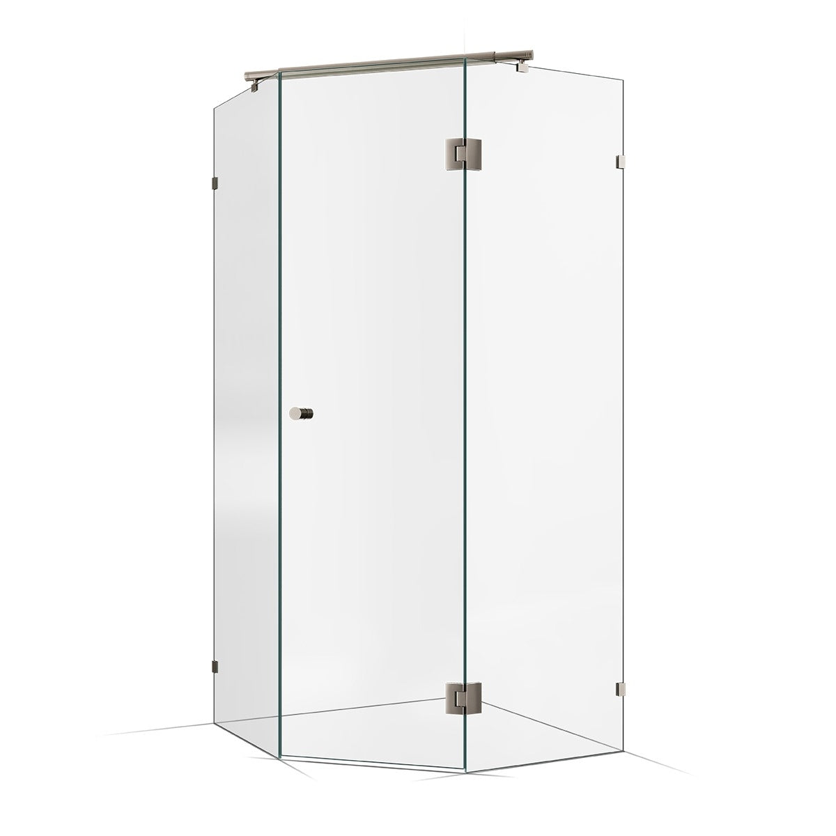 Frameless Shower Screen 1000X1000mm Brushed Nickel