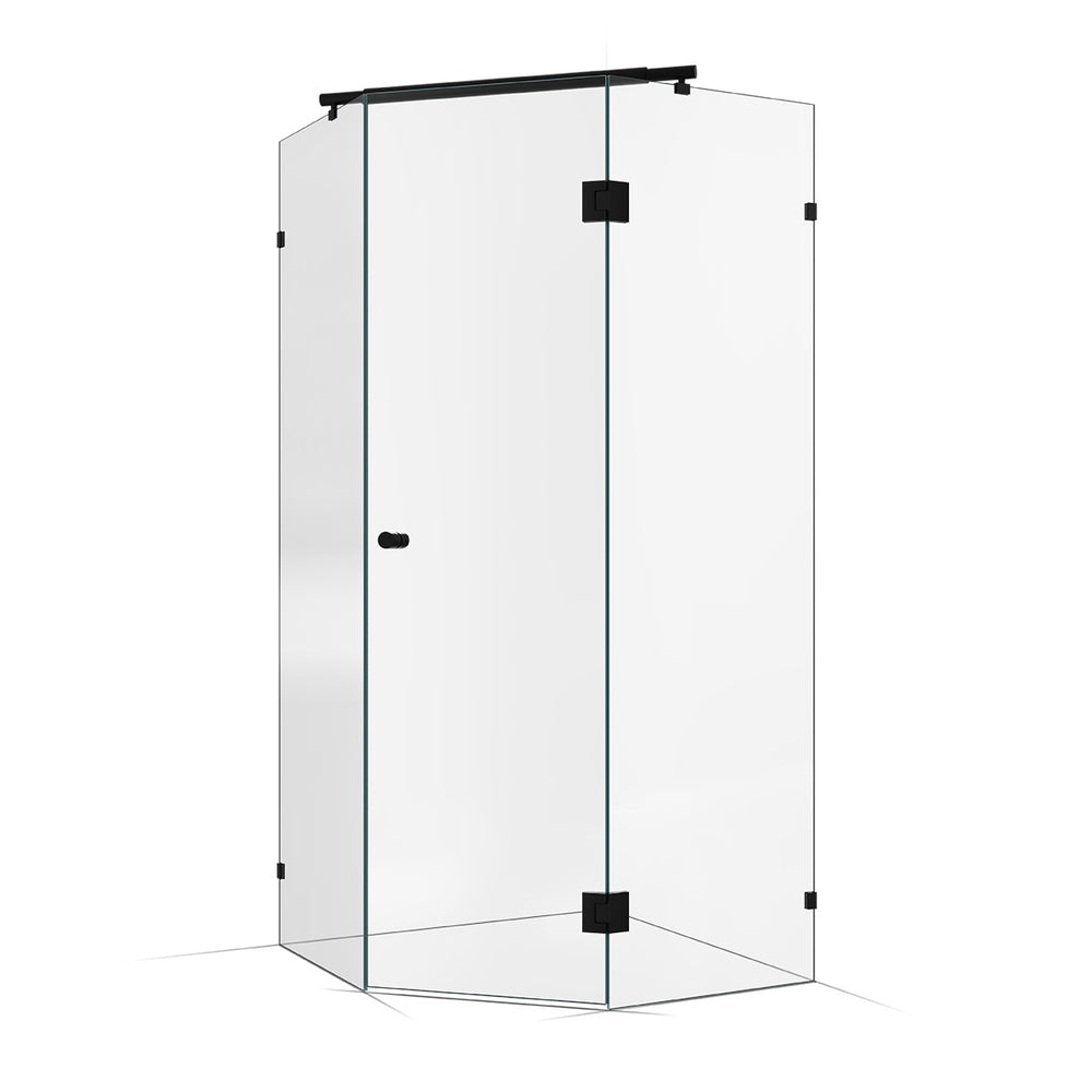 Frameless Shower Screen 1000X1000mm  Matte Black