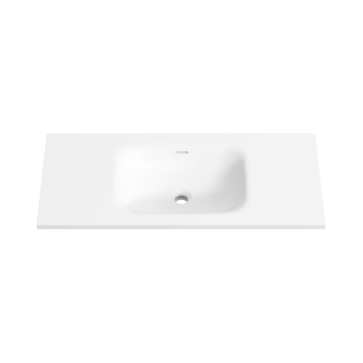 FLOW Slim Solid Surface Vanity Top, w/ Integrated Basin and Overflow 900mm Matte White