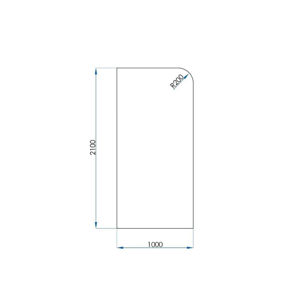 Frameless Radius Glass Panel 1000X2100x10mm