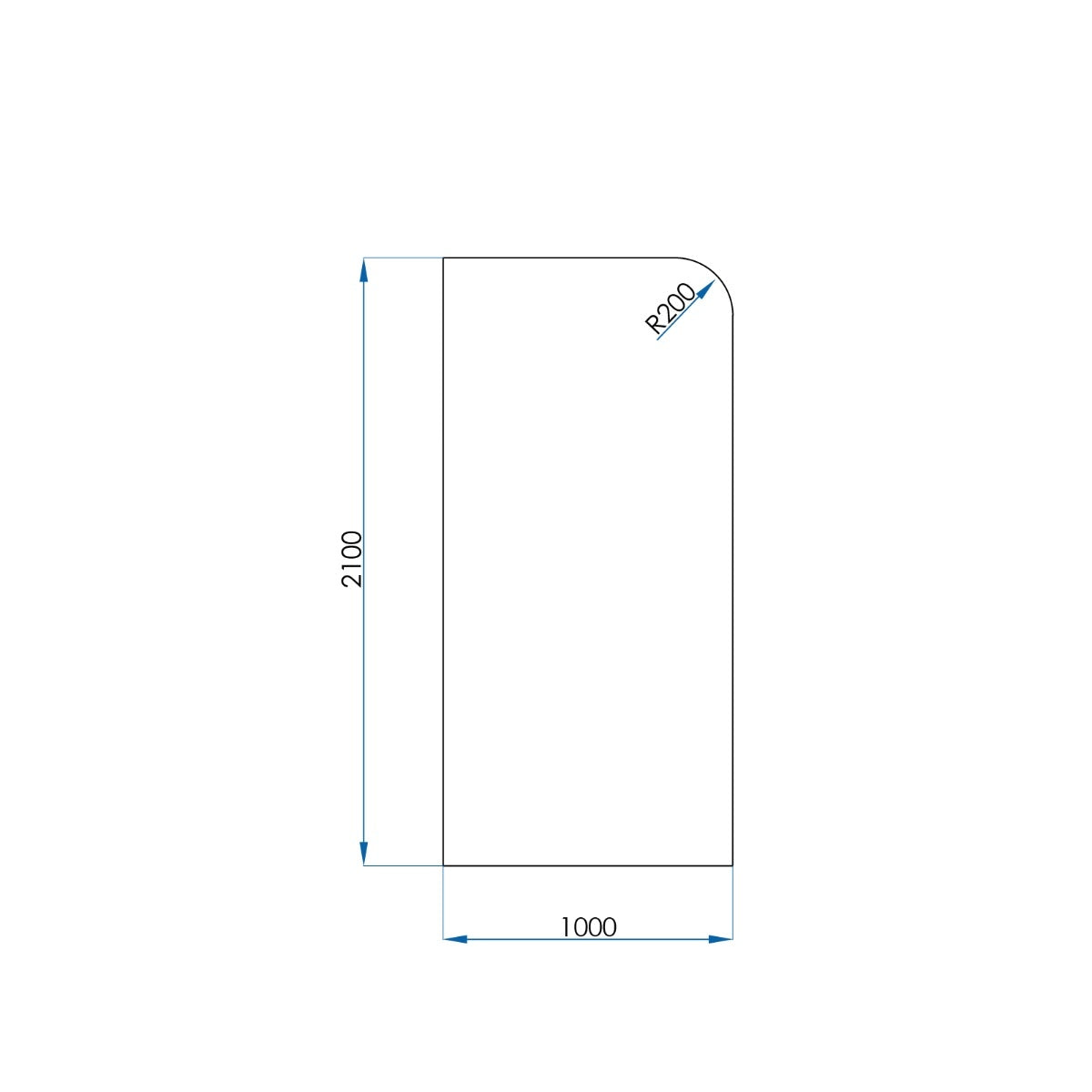 Frameless Radius Glass Panel 1000X2100x10mm