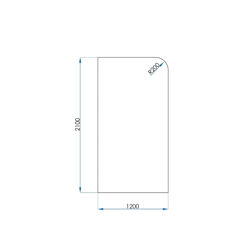 Frameless Radius Glass Panel 1200X2100x10mm
