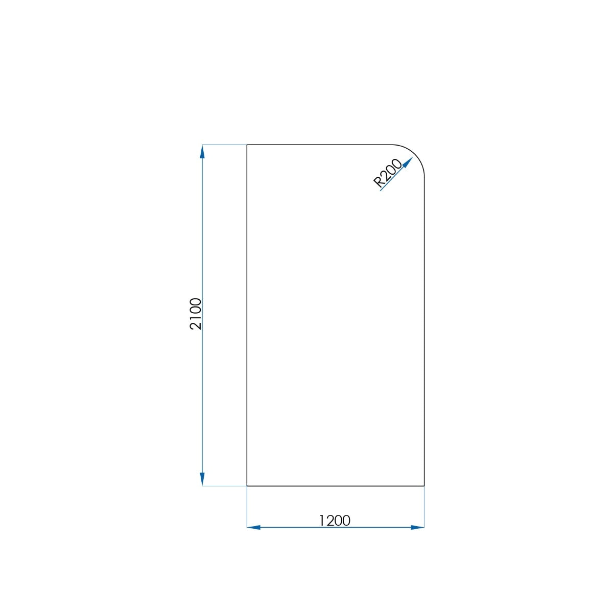 Frameless Radius Glass Panel 1200X2100x10mm
