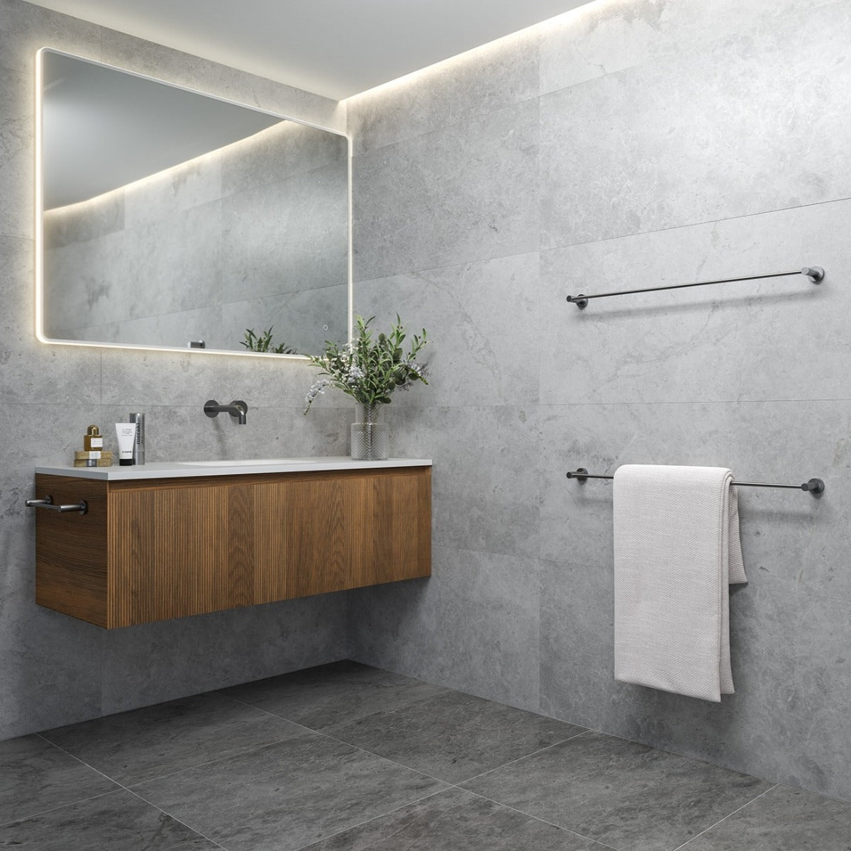 SPIN Towel Rail 750mm Gunmetal