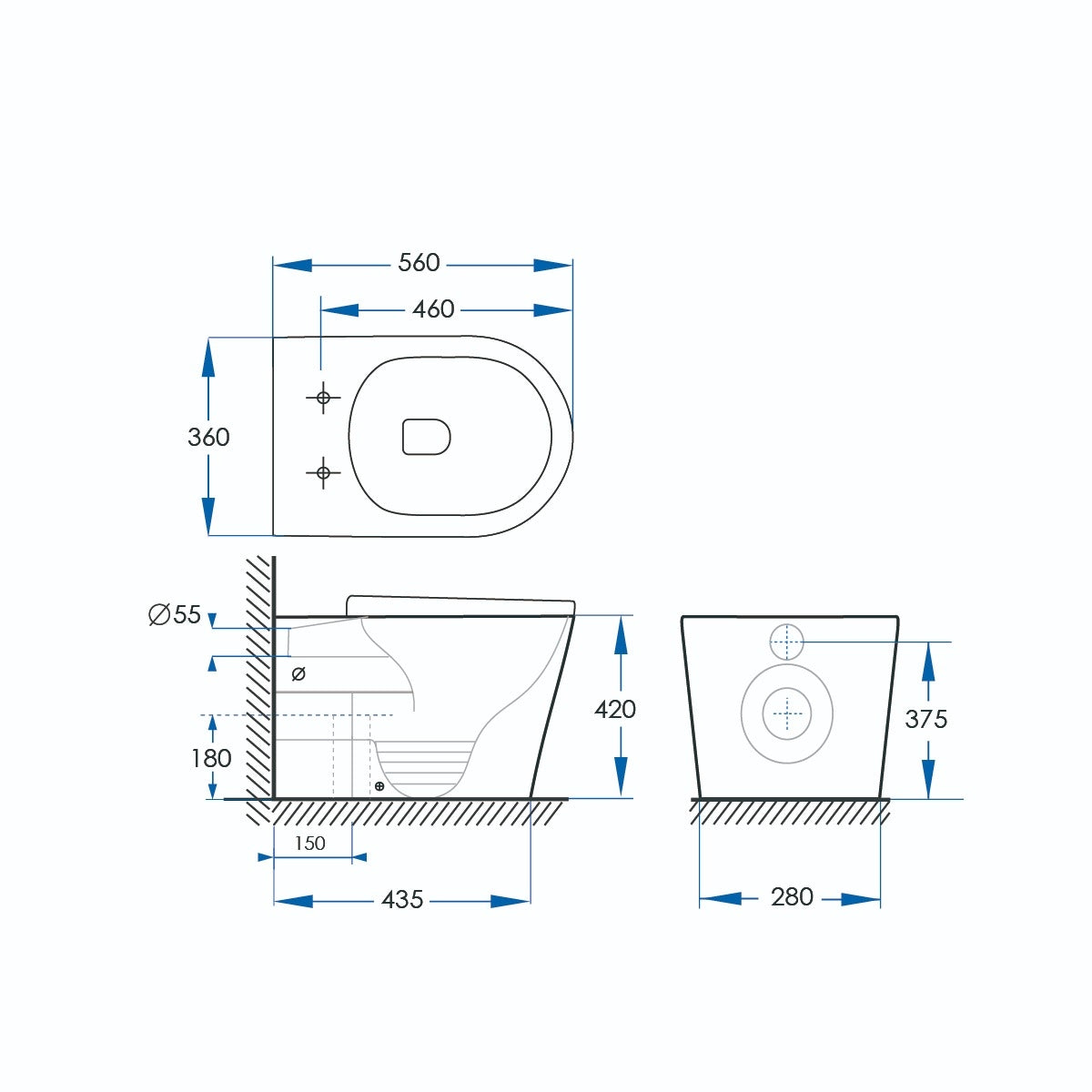 JASPER Tornado Floor Pan Toilet Gloss White