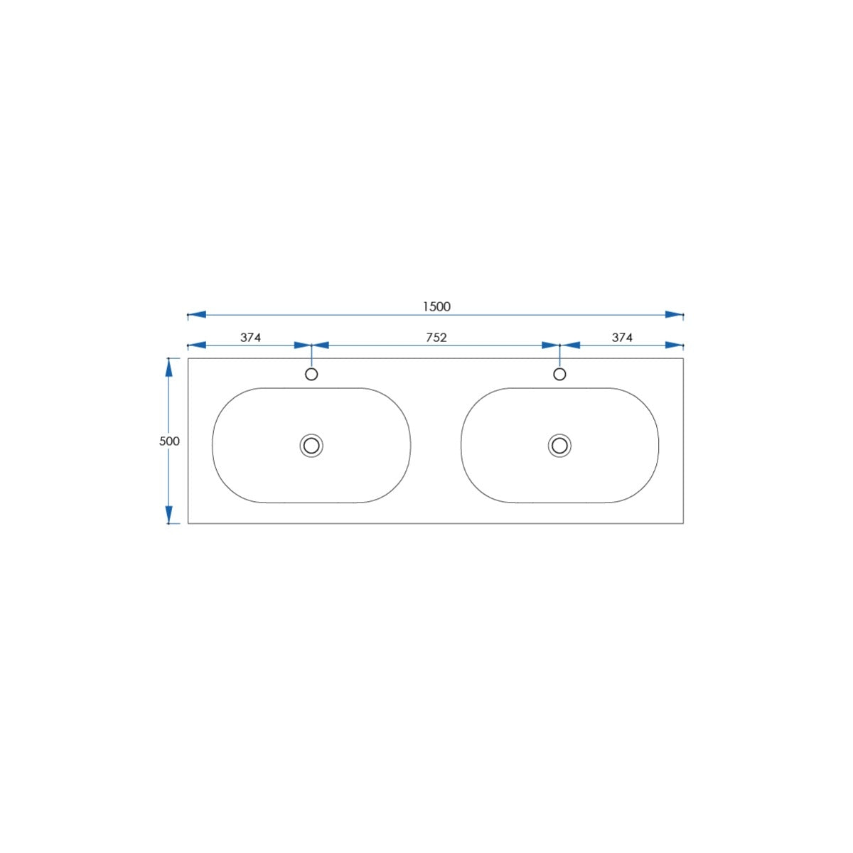 Jasper 1500mm vanity top technical drawing