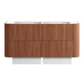 KIMBERLEY Curved Floor Mount Vanity Double 1500mm - Beech Finish