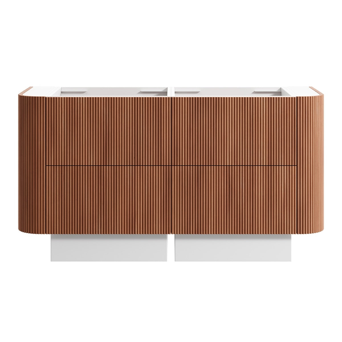 KIMBERLEY Curved Floor Mount Vanity Double 1500mm - Beech Finish