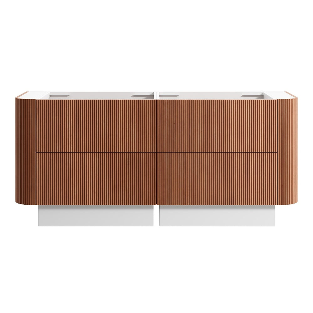 KIMBERLEY Curved Floor Mount Vanity 1800mm Beech Finish
