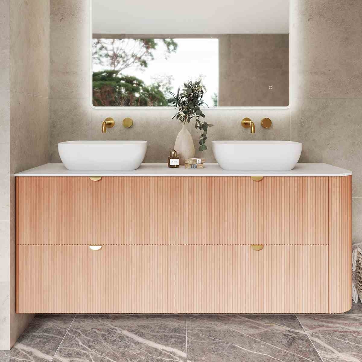 PURE WHITE 20mm Thick Corner Stone Top with Cut Outs 1655mm