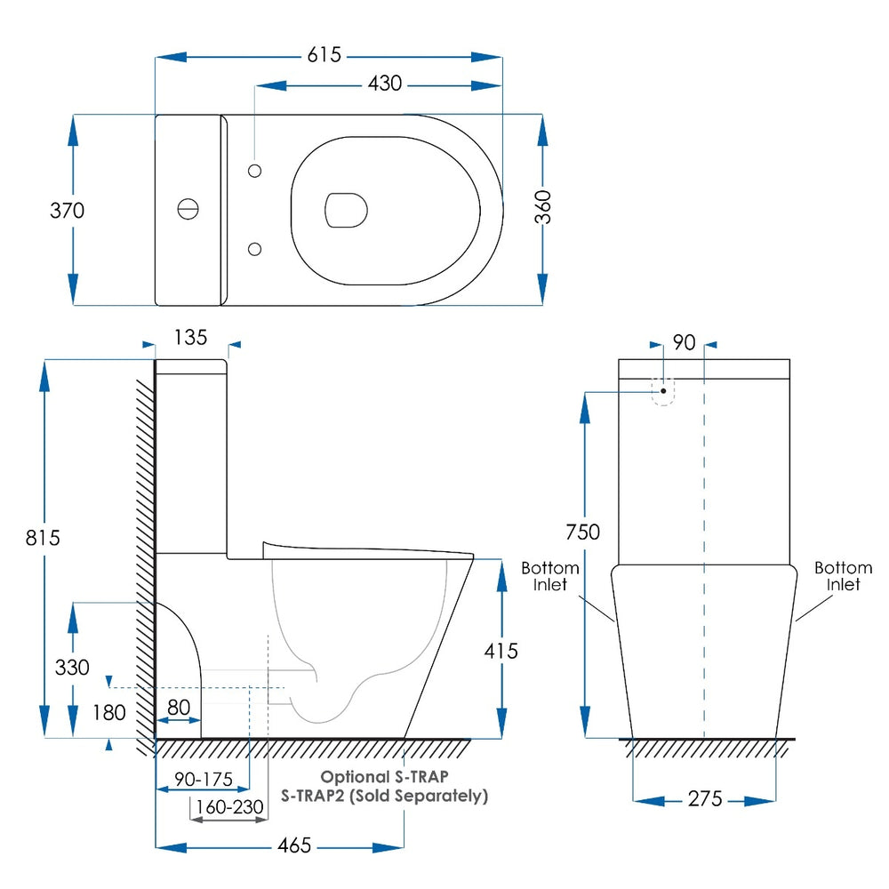 KIRRA Rimless Tornado Flush Close Coupled Toilet