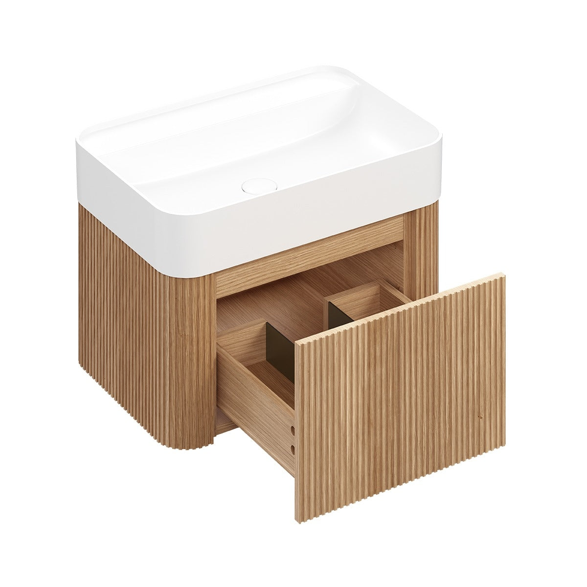 LEVANTE Wall Hung Vanity 600mm Light Oak Timber Veneer w/ Top
