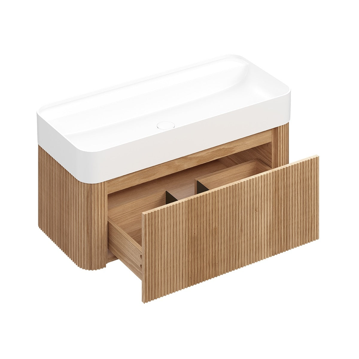 LEVANTE Wall Hung Vanity 900mm Light Oak Timber Veneer w/ Top