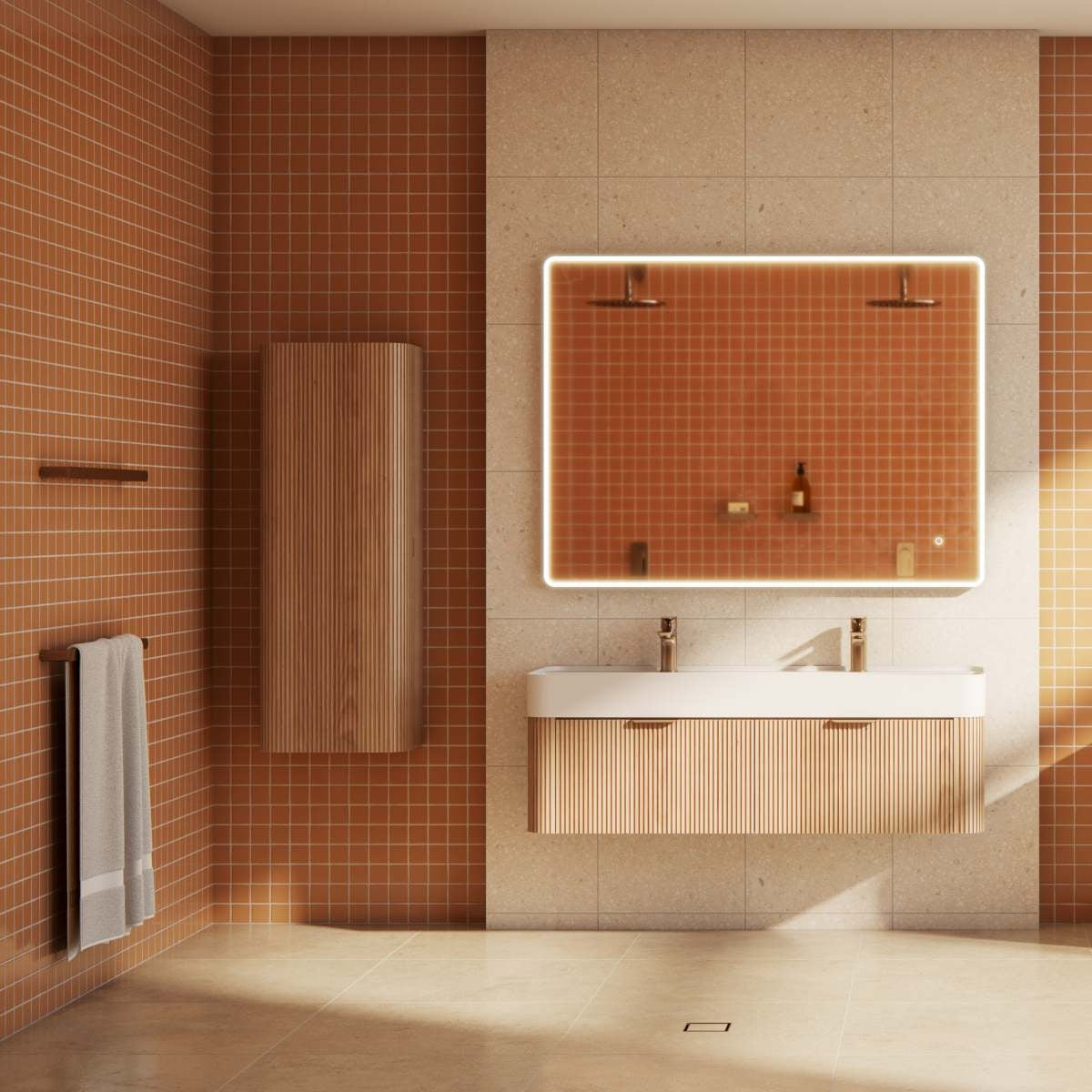 LEVANTE Side Cabinet 405x240x1100mm Light Oak Timber Veneer