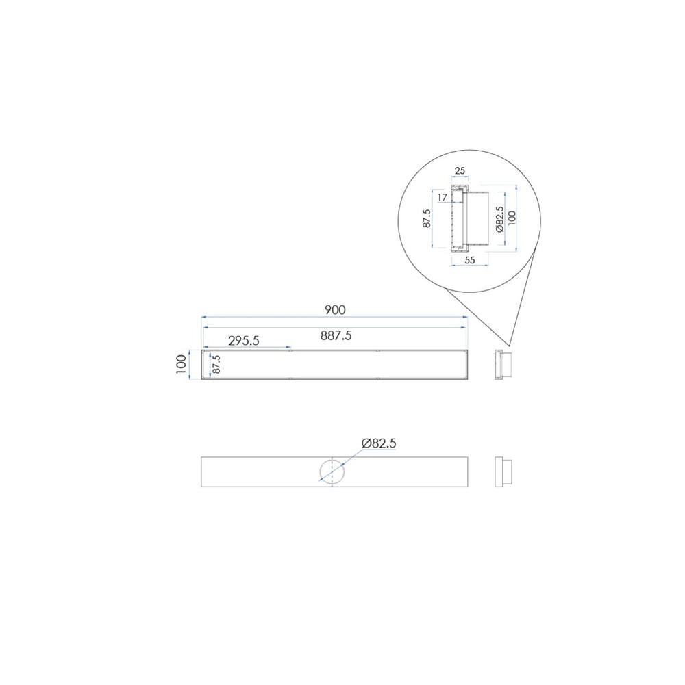 LIDO LINEAR Tile Floor Drain 900 x 100mm Gunmetal
