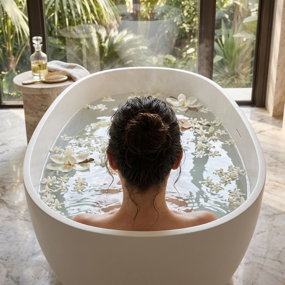 LUSINI Solid Surface Freestanding Bath with Overflow Matte White 1700mm