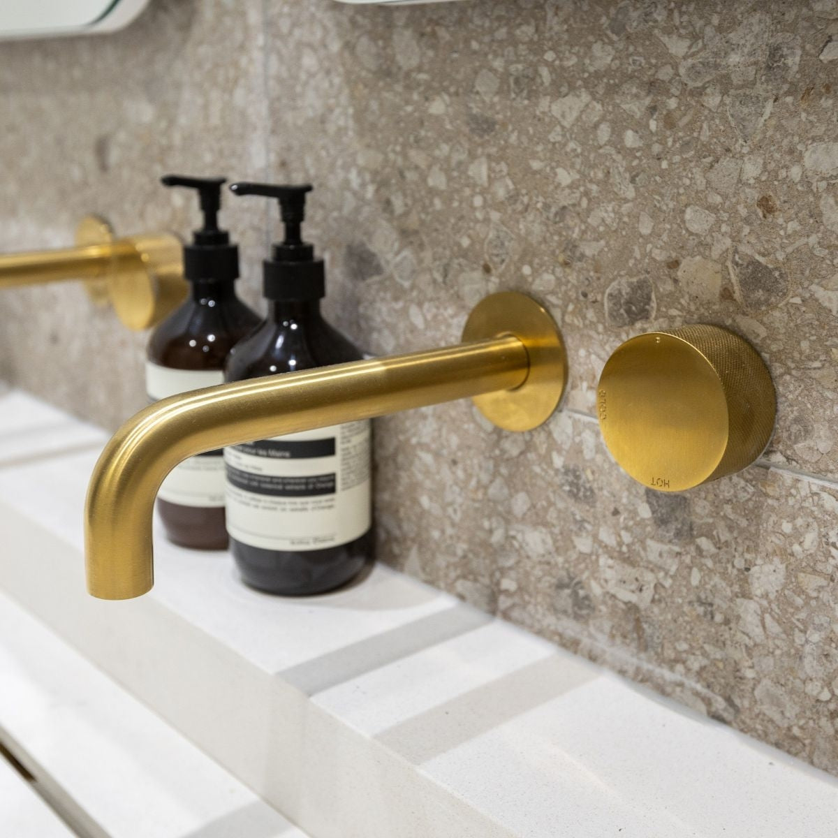 MESH In Wall Progressive Mixer & 220mm Spout Set Brushed Brass