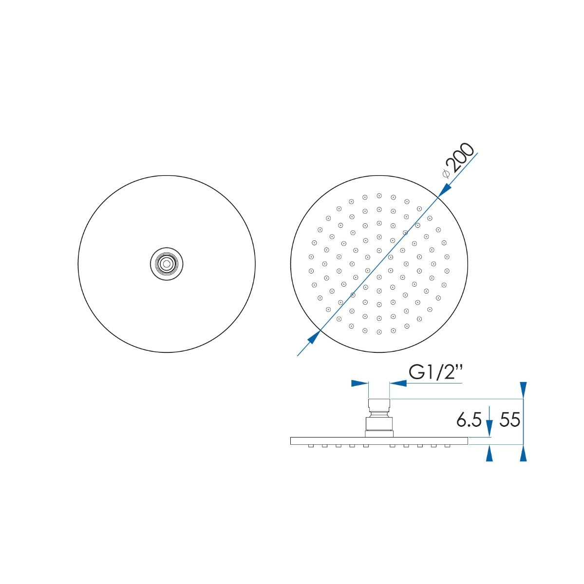 MONSOON Round Shower Head Titanium Bronze 200mm