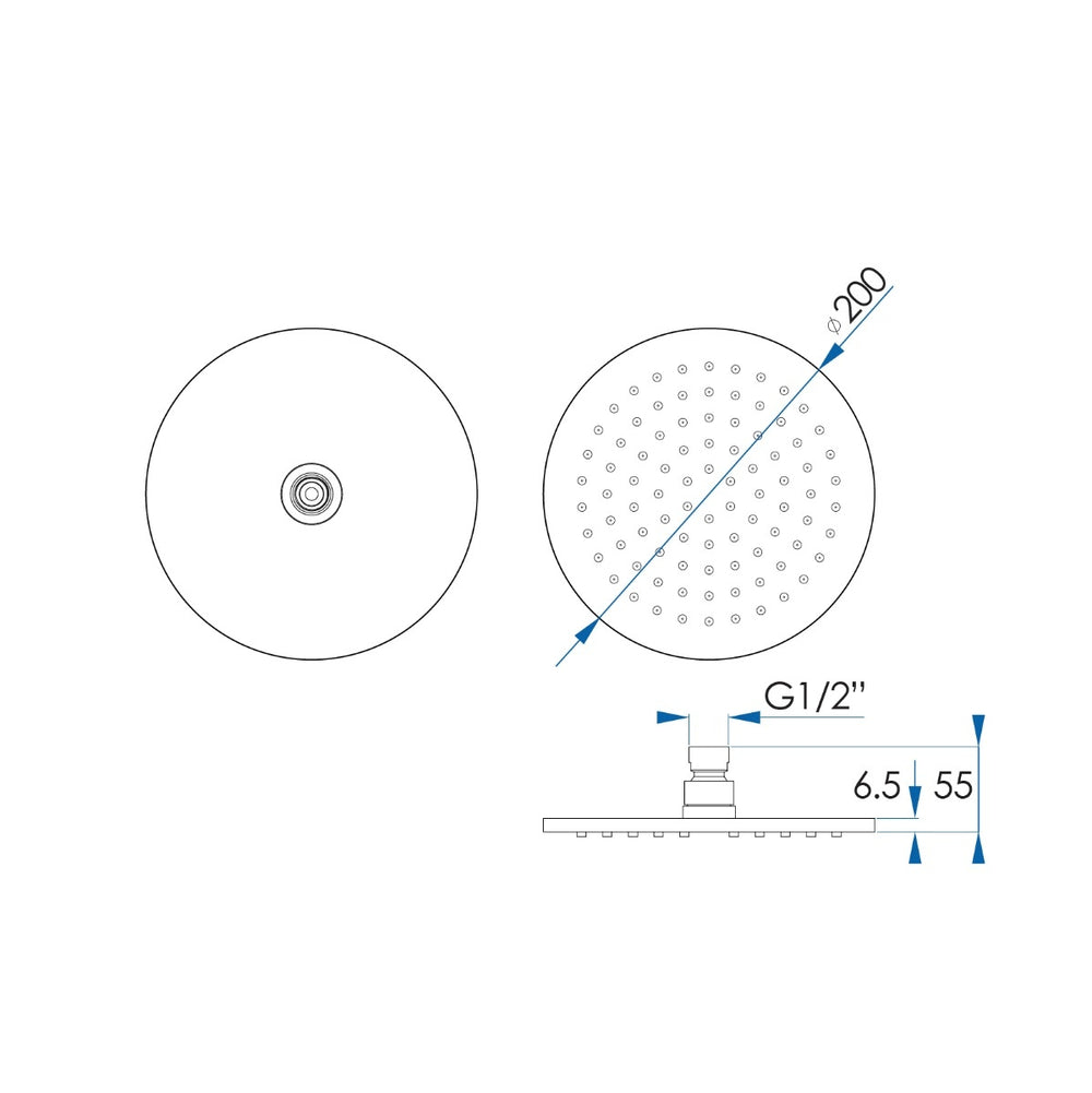 MONSOON Round Shower Head Gunmetal 200mm