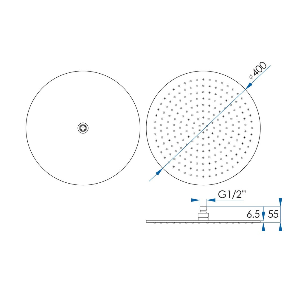 MONSOON Round Shower Head Matte Black 400mm