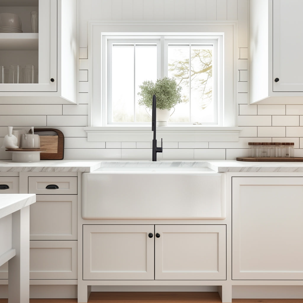 OAKLEIGH Workstation Farmhouse Sink with Accessories 840mm Gloss White