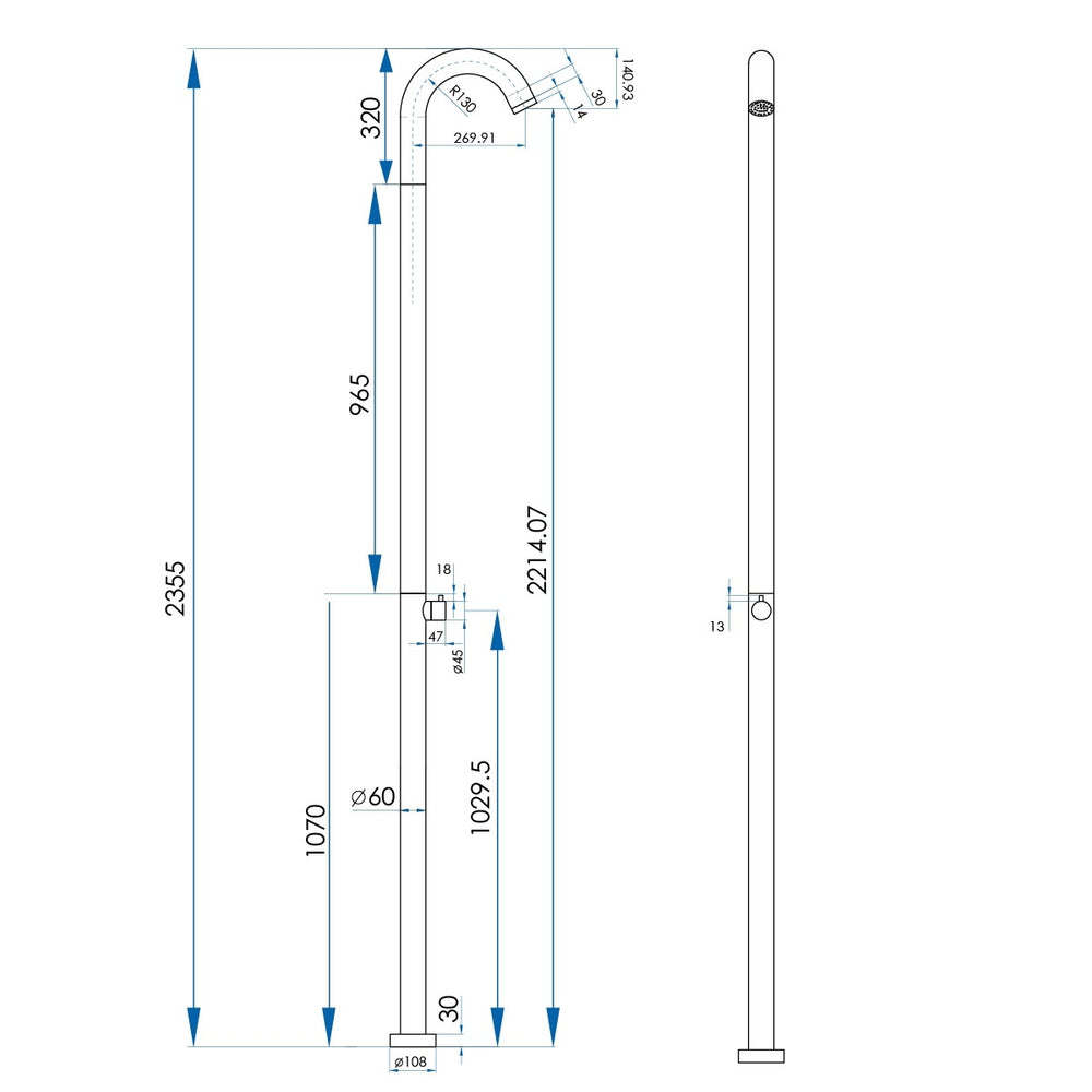 OASIS Outdoor Shower 316 SS Brushed Nickel