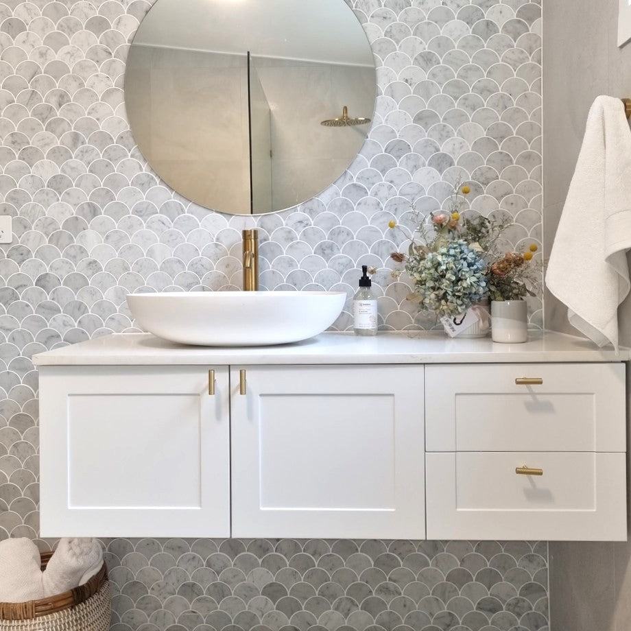 OLIVER Wall Hung Hamptons Vanity 1200mm Matte White