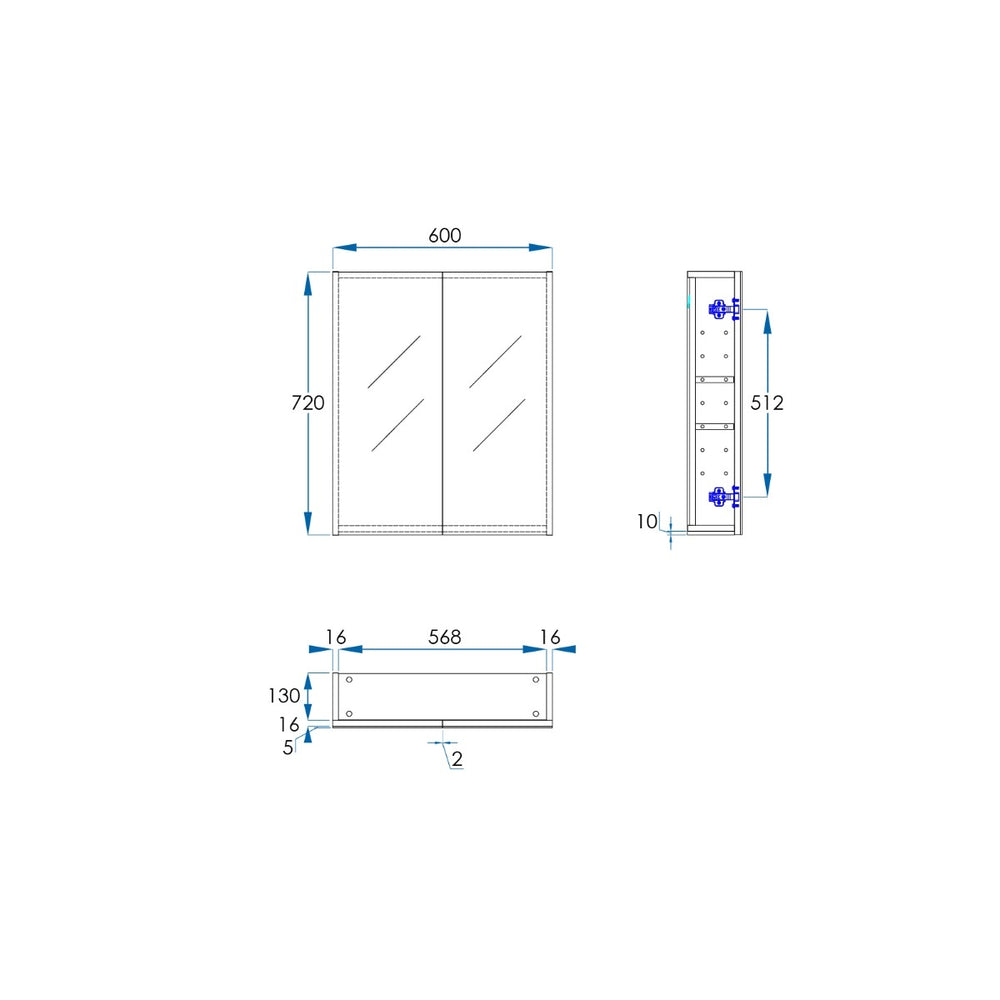 OSCA Mirror Cabinet Pencilled Edge 600mm