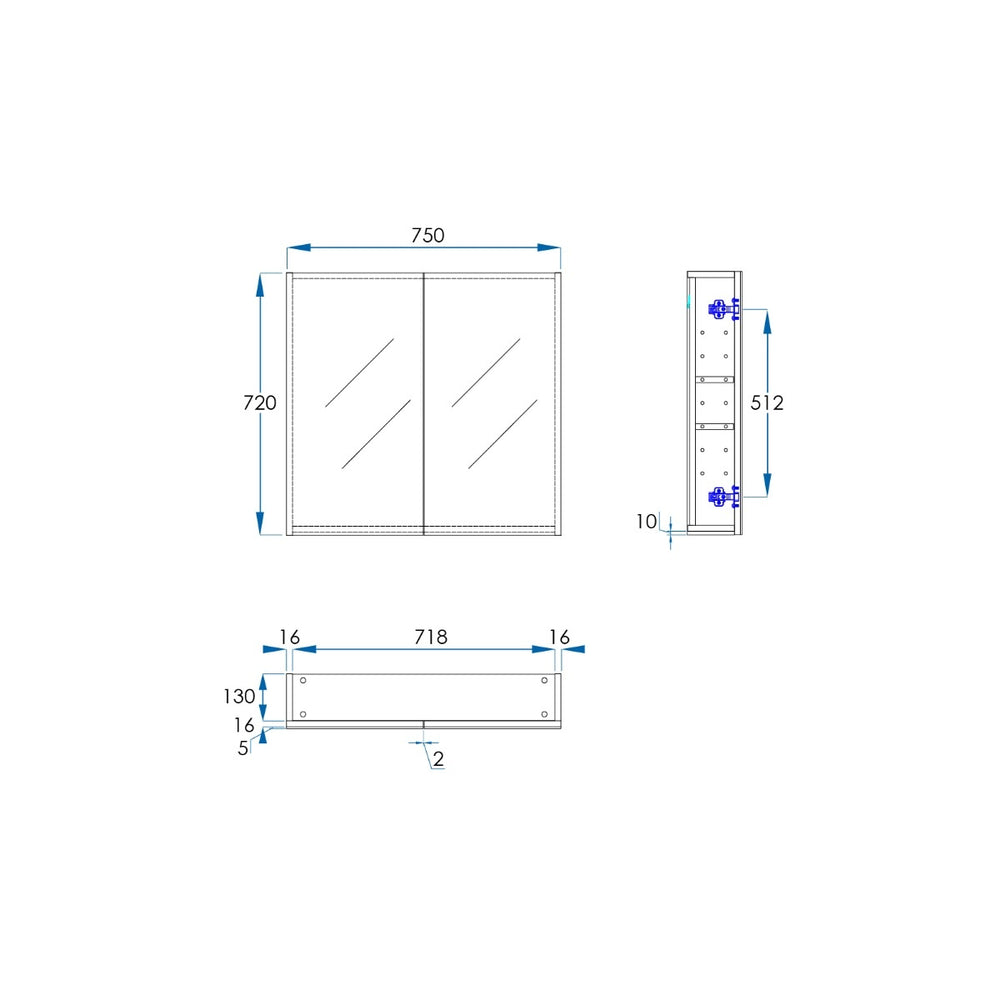 OSCA Mirror Cabinet Pencilled Edge 750mm