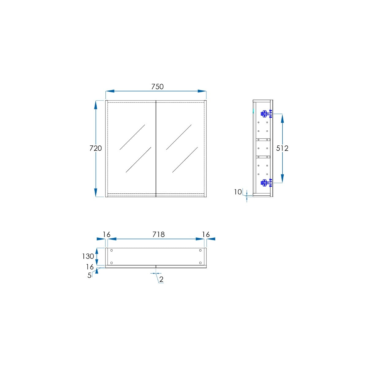 OSCA Mirror Cabinet Pencilled Edge 750mm
