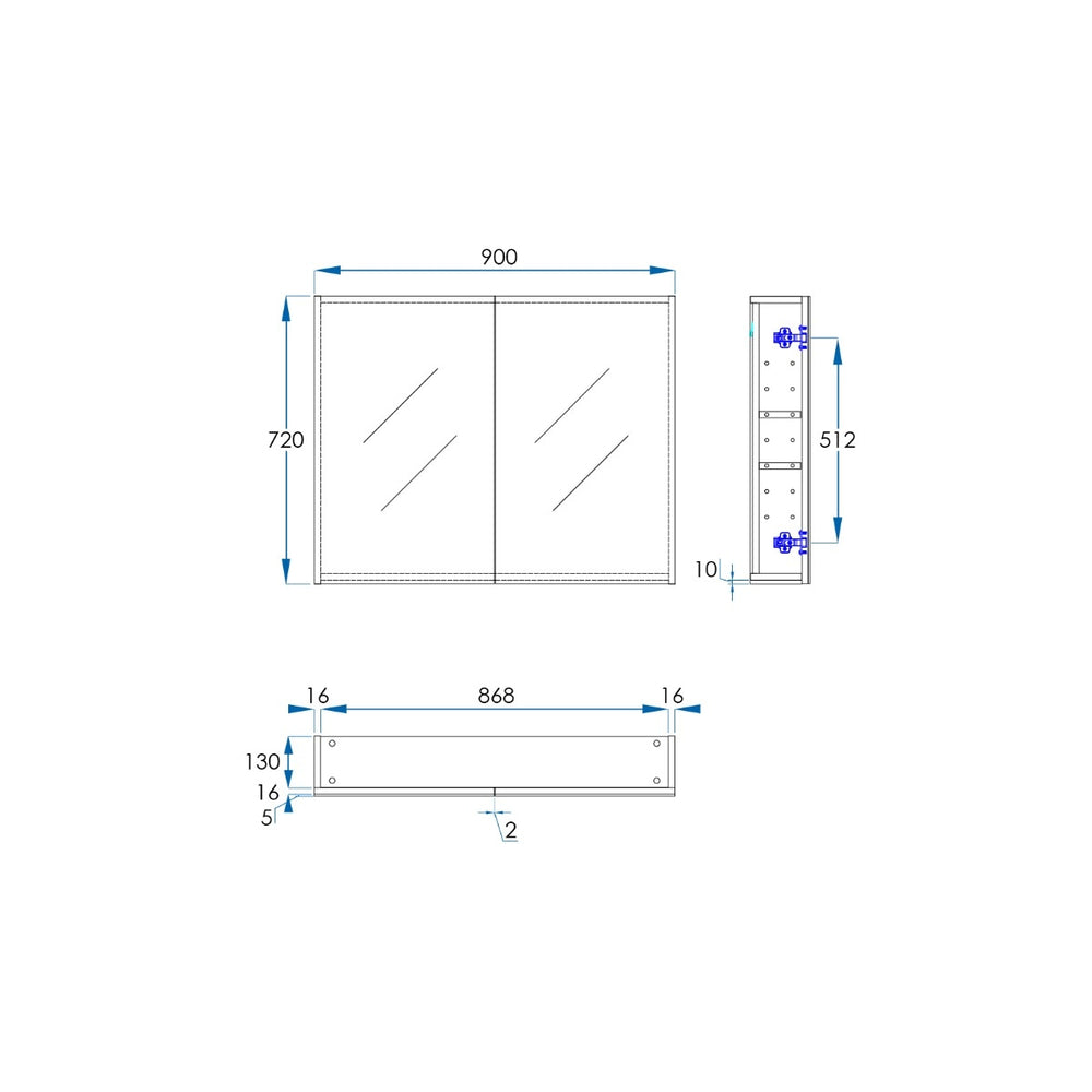 OSCA Mirror Cabinet Pencilled Edge 900mm