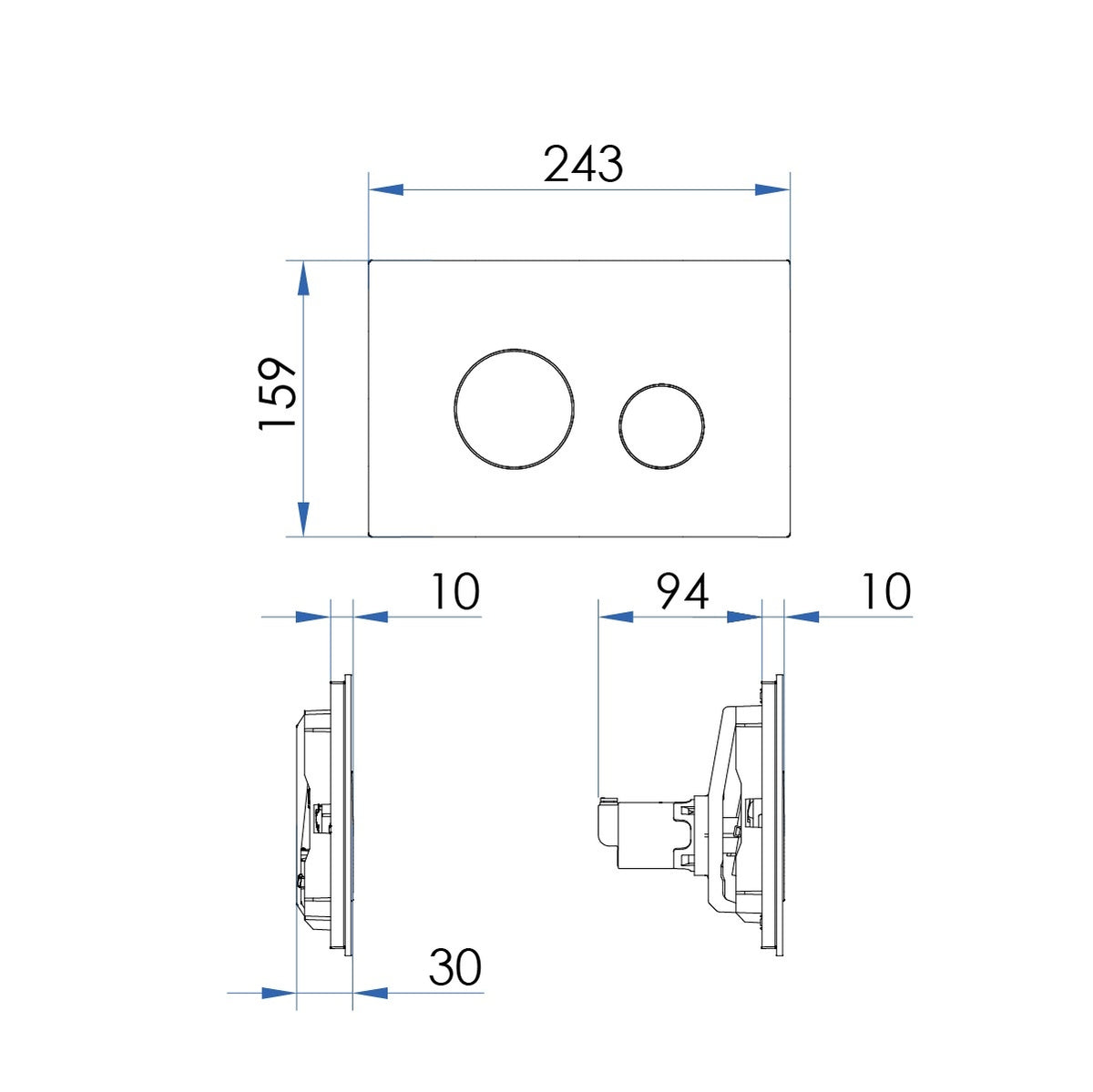 SPIN Push Plate for Pneumatic Cistern 243x159mm Champagne Gold