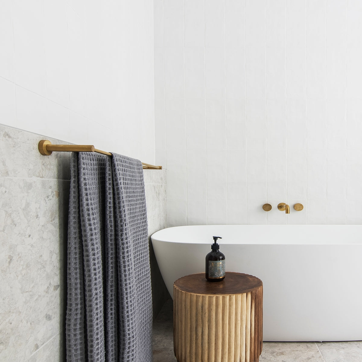 SPIN Double Towel Rail Brushed Brass 750mm