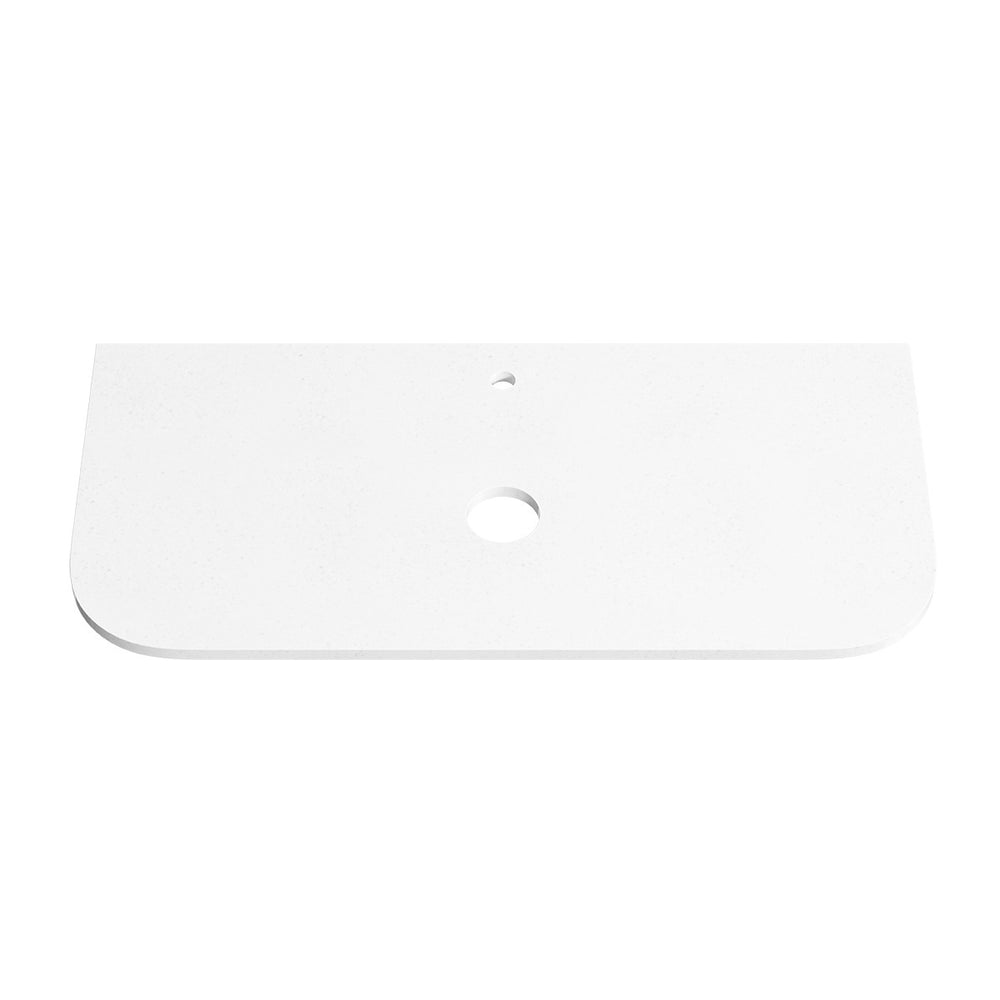 PURE WHITE 20mm Thick Curved Stone Top with Cut Outs 1060mm