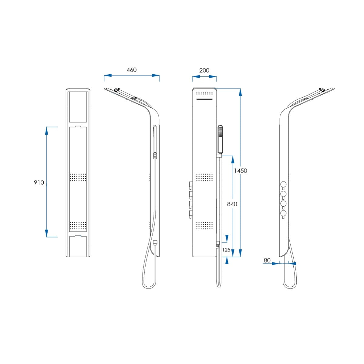 REEF Multi-Functional Shower Panel LHS Operation Matte Black