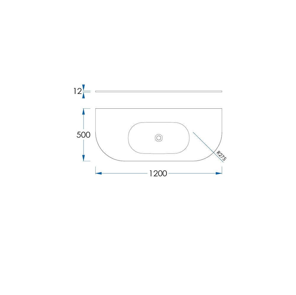 REEF Solid Surface Vanity Top, w/ Integrated Basin w/ Overflow 1200mm Matte White