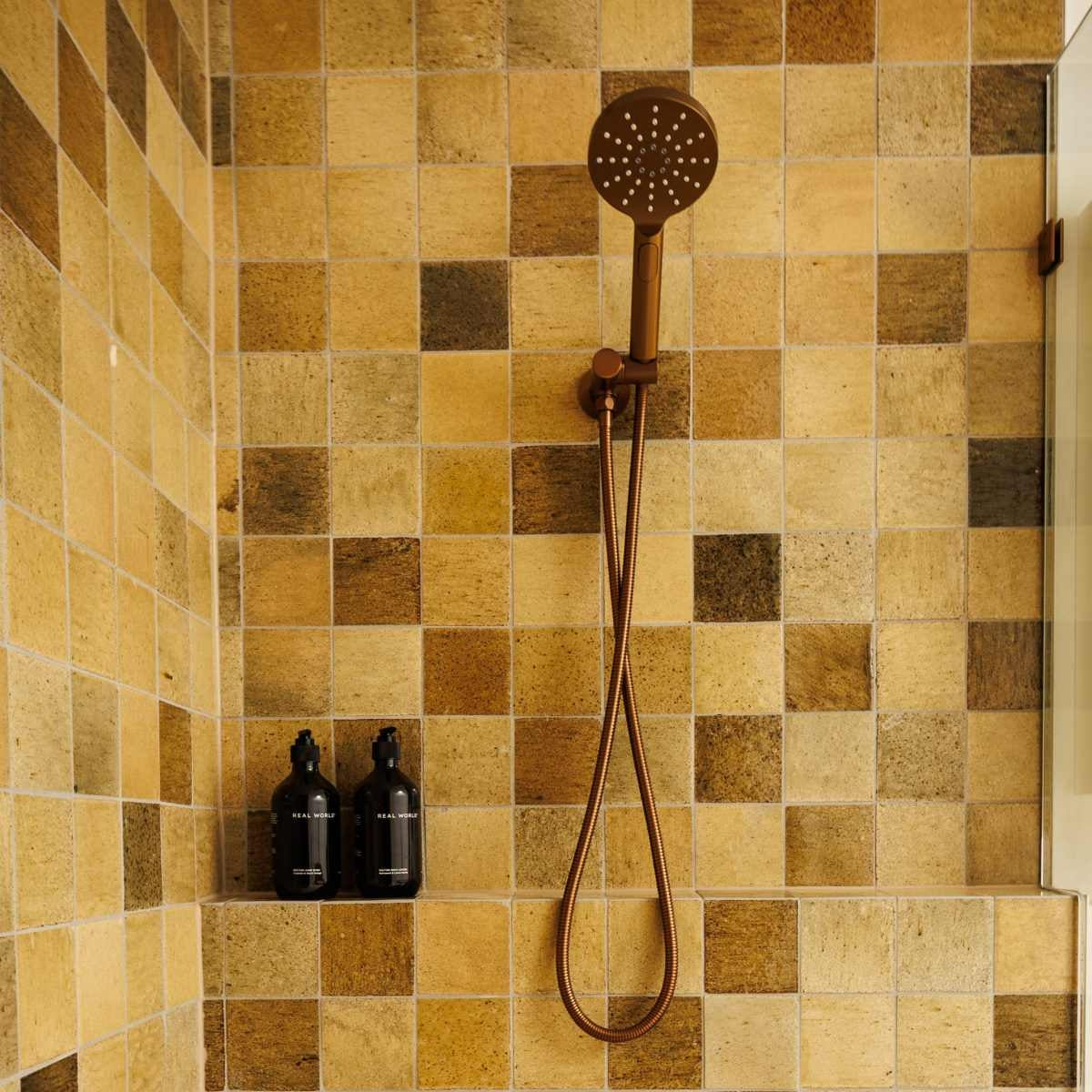 SPIN Shower Elbow with Hand Shower Bracket Titanium Bronze