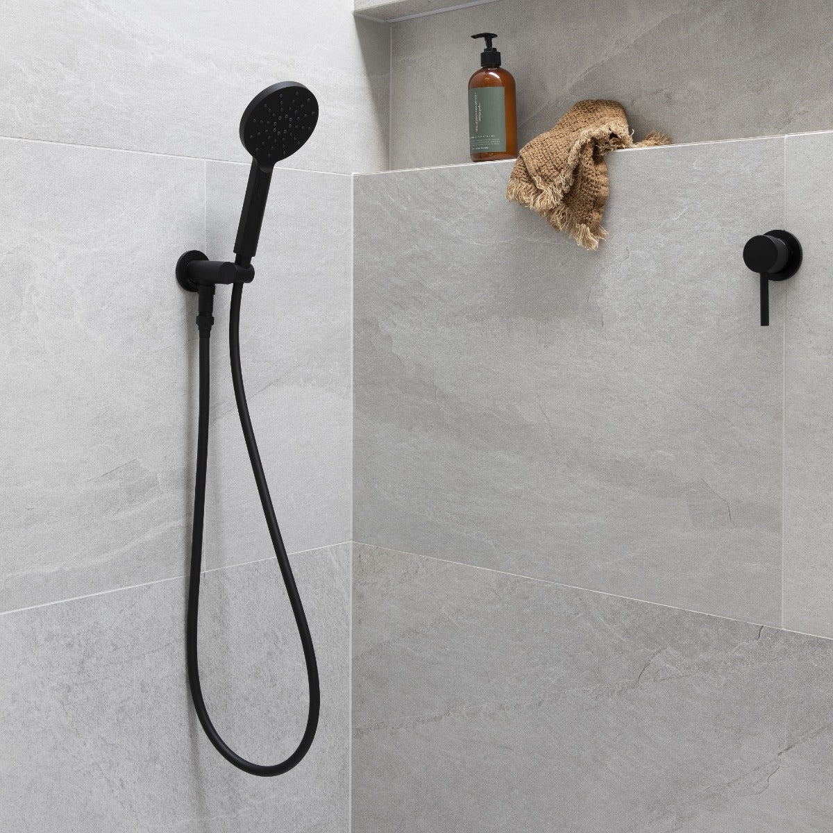 SPIN Shower Elbow with Hand Shower Bracket Matte Black
