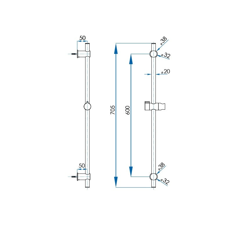SPIN Shower Rail Gunmetal 700mm