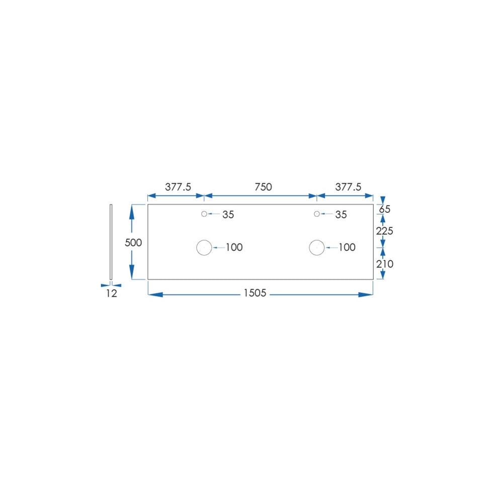 BIANCO LUNA 12mm Sintered Stone Vanity Top, DBL Basin Suit Hob Mixer 1505mm