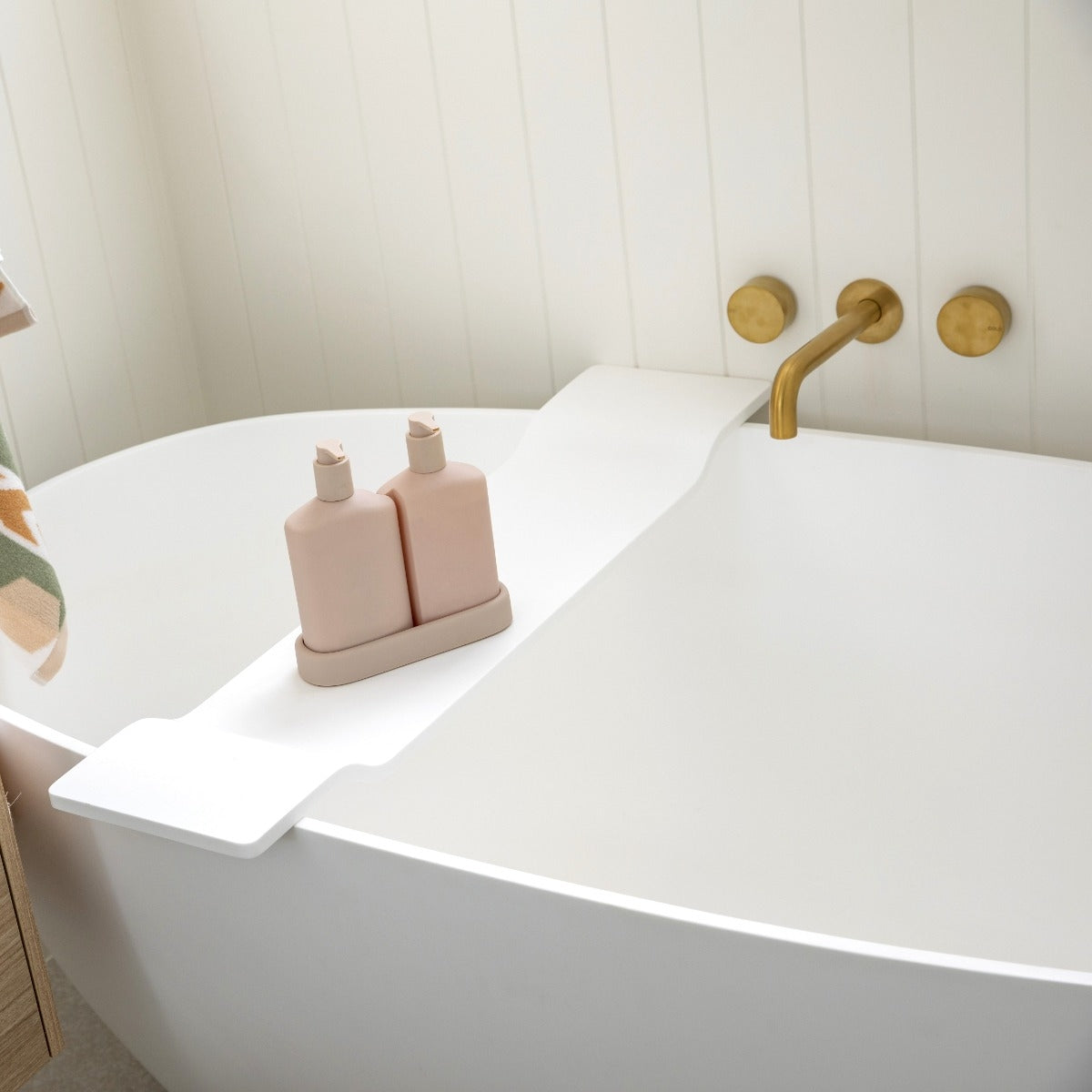 SLAB Bath Caddy Solid Surface Matte White