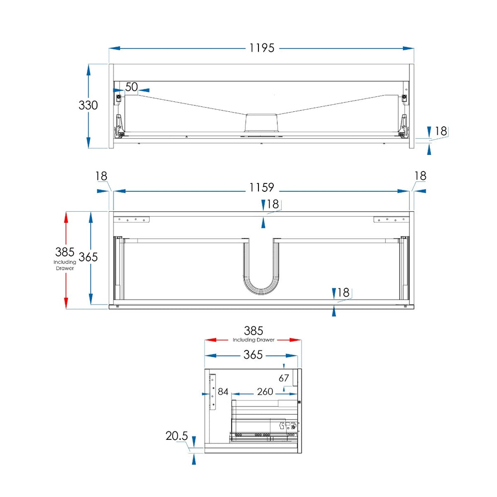 VENICE Slim Wall Hung Vanity 1200mm Matte White