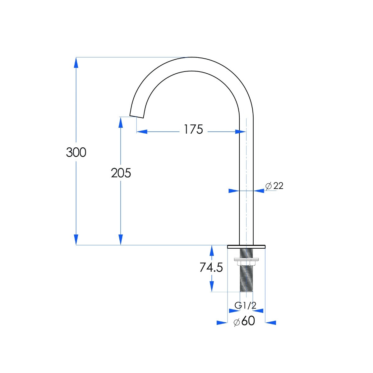 SPIN Basin/Bath Hob Spout Gunmetal