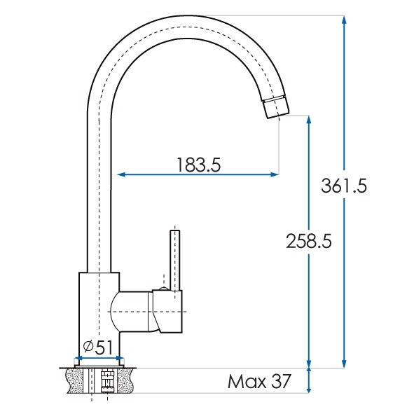 SPIN Gooseneck Sink Mixer Gunmetal