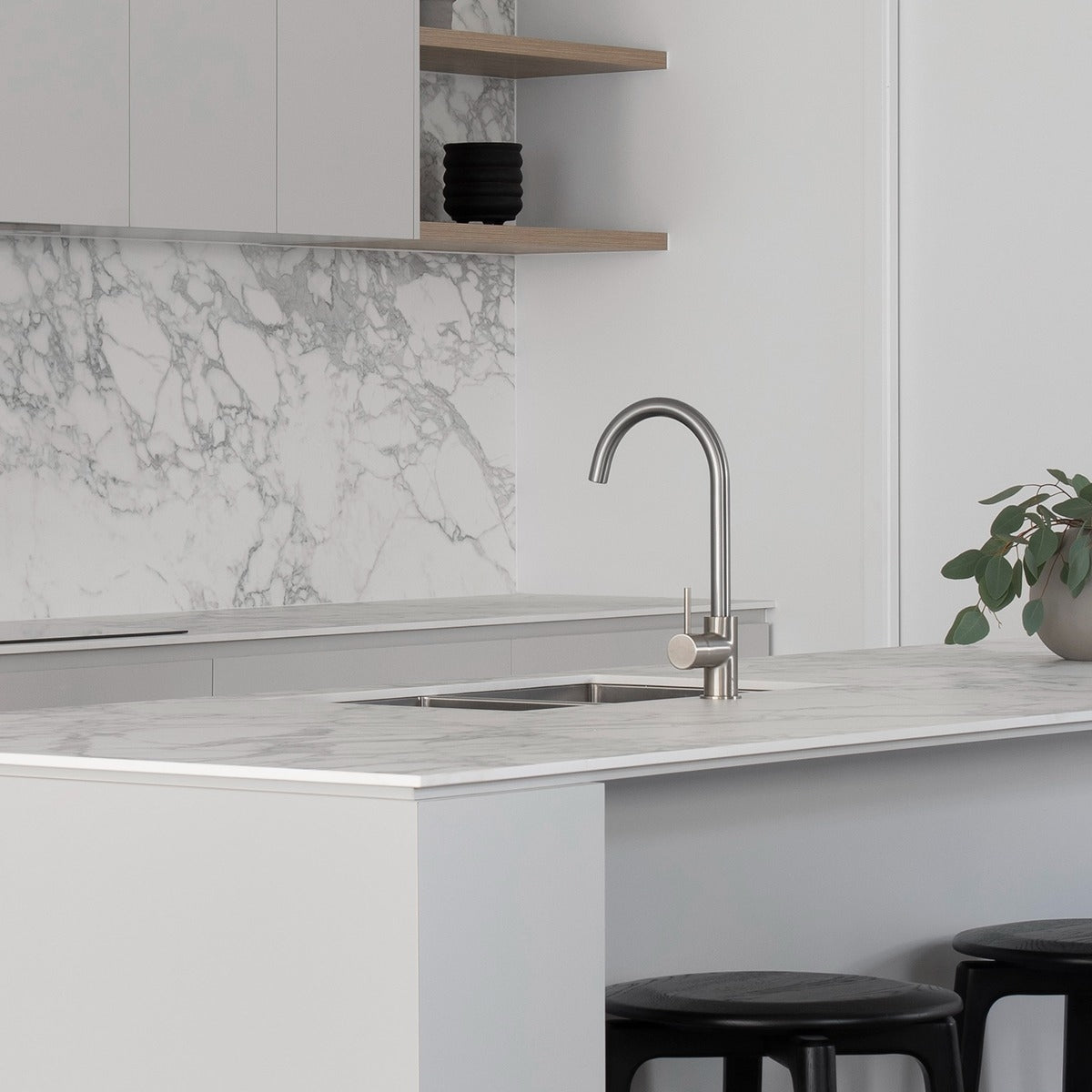 SPIN Gooseneck Sink Mixer Brushed Nickel