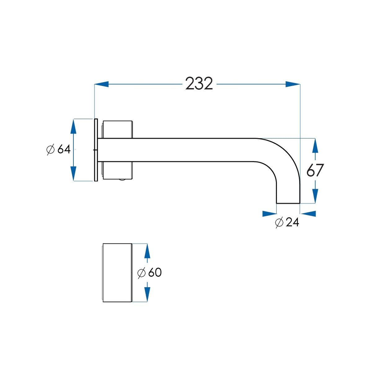 SPIN In Wall Progressive Mixer & 220mm Spout Set Brushed Nickel